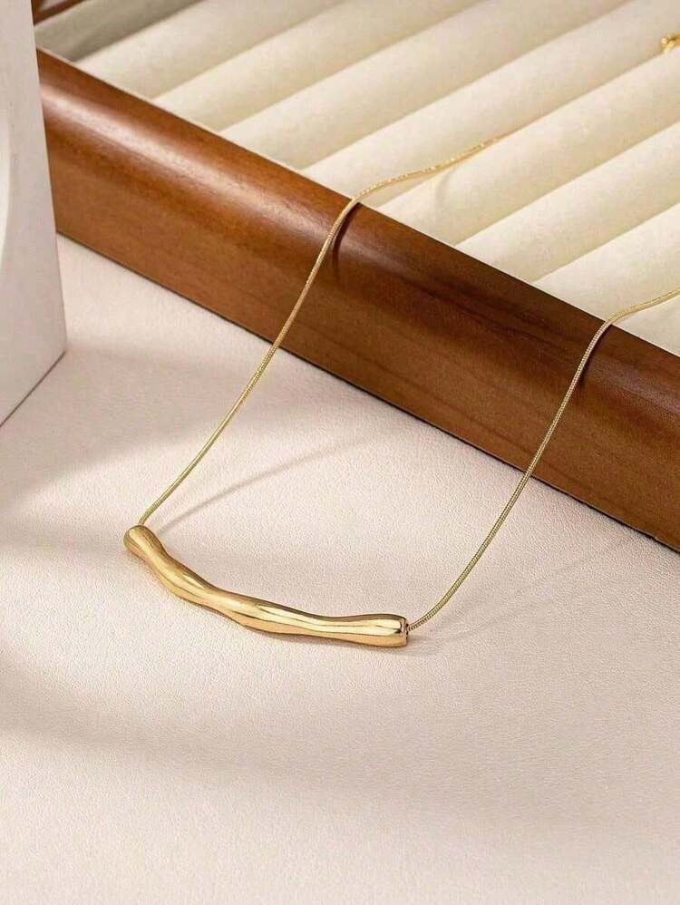 1pc Geometric Handmade Asymmetrical Shape Zinc Alloy Snake Chain Necklace | SHEIN