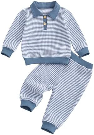 VISGOGO Baby Boy Clothes Toddler Fall Winter Outfit Sweater Toddler Boy Striped Clothes 6 12 18 M... | Amazon (US)