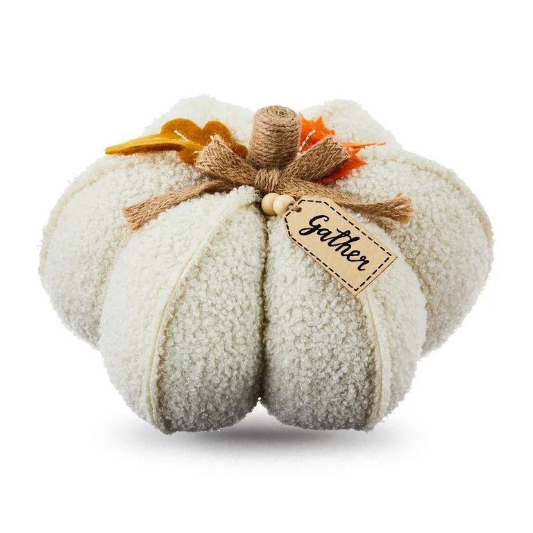 6 in Cream Fabric Pumpkin Harvest Tabletop Decoration, Way to Celebrate | Walmart (US)