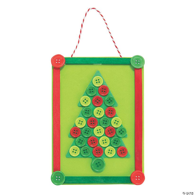 Christmas Tree Button Frame Craft Kit - Makes 12 | Oriental Trading Company