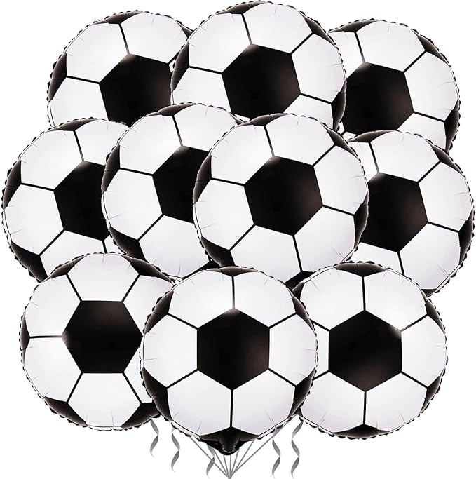 10 Pack 18 Inch Soccer Foil Balloons Football Helium Metallic Mylar Balloons for Birthday Party S... | Amazon (US)