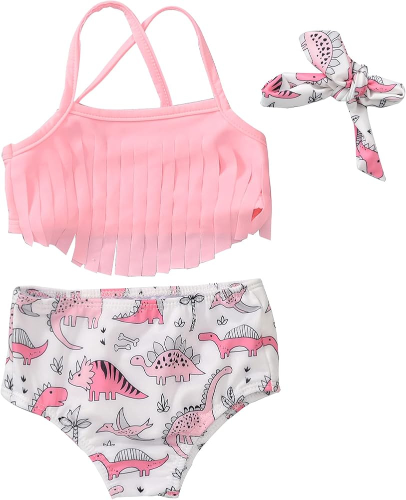 Toddler Infant Baby Girls Swimsuit Tassels Bikini Two Pieces Bathing Suit Summer Beach Outfits Se... | Amazon (US)