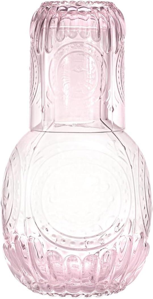 Retro Clear Glass Bedside Night Water Carafe with Tumbler Glass, Relief Glass Pitcher And Cup Nig... | Amazon (US)