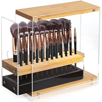 JackCubeDesign 29 Holes Acrylic Bamboo Makeup Brush Holder Organizer Beauty Cosmetic Display Stan... | Amazon (US)