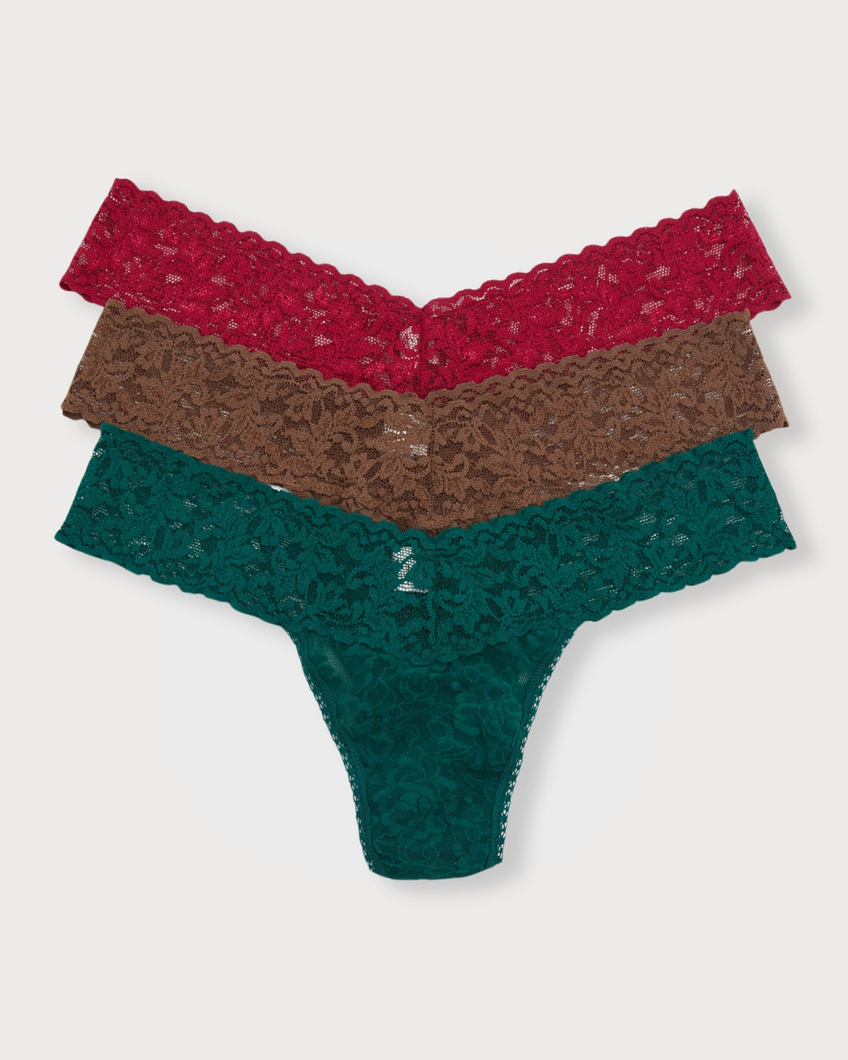 3-Pack Low-Rise Multicolor Lace Thongs | Neiman Marcus