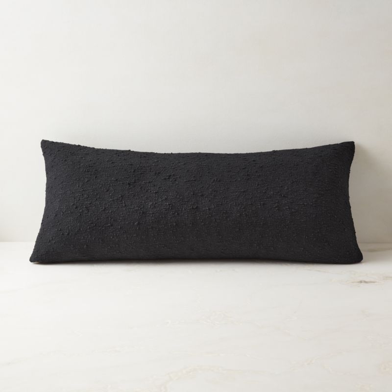 Black Boucle Modern Throw Pillow with Feather-Down Insert 36"x16" + Reviews | CB2 | CB2