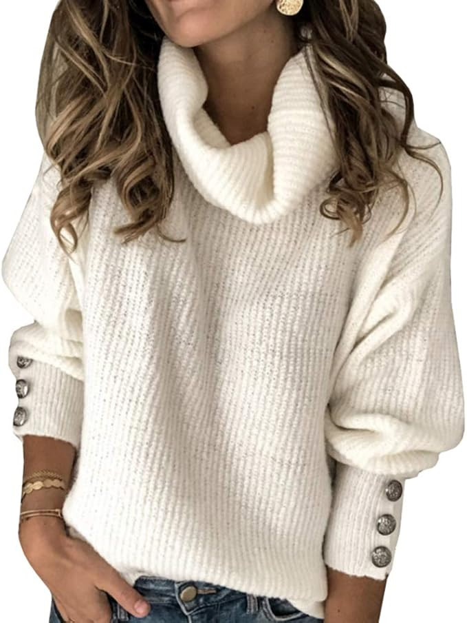 Sovelen Women's Oversized Turtleneck Chunky Pullover Sweaters Cowl Neck Long Sleeve Winter Slouch... | Amazon (US)