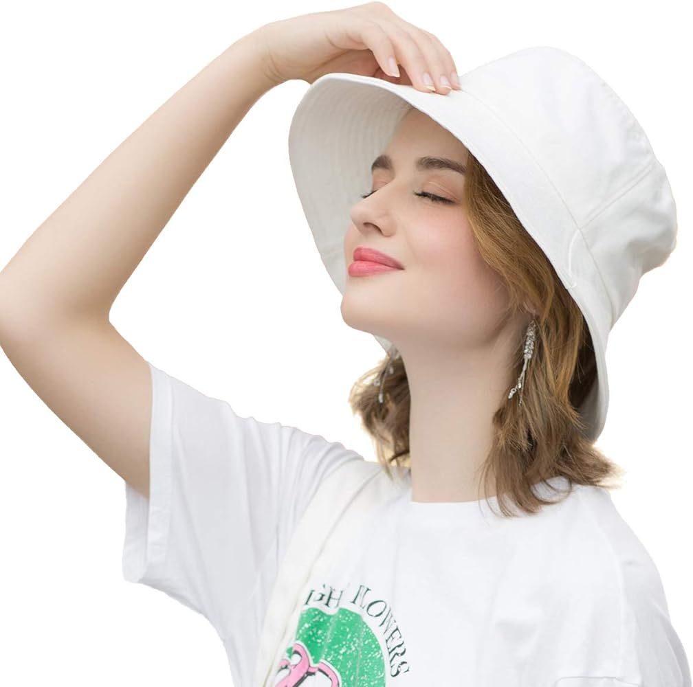 SOMALER Womens Cotton Wide Brim Sun Hats UPF50+ UV Packable Beach Hat Summer Bucket Cap for Trave... | Amazon (US)