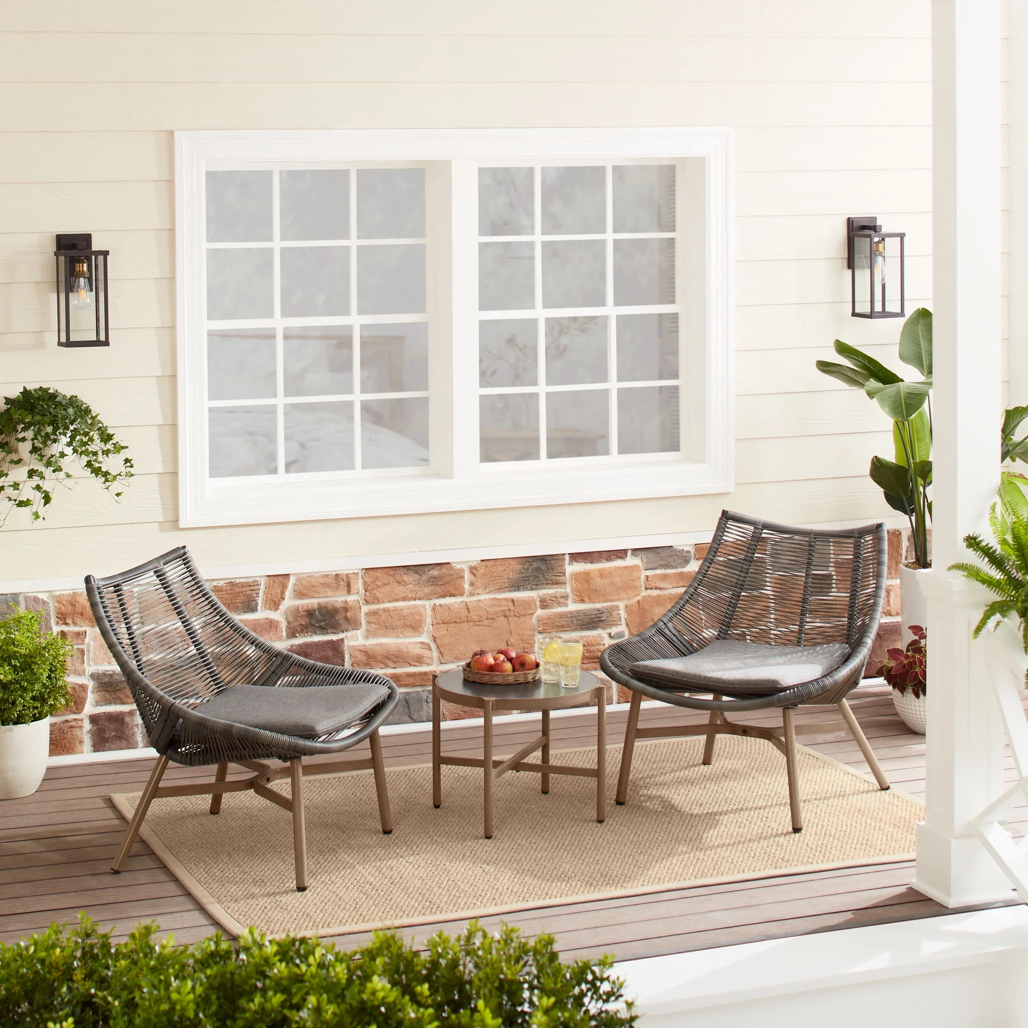 Mainstays Skyler 3-Piece Rope Chat Set, Grey - Walmart.com | Walmart (US)