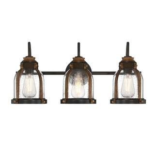 Cindy 24 in. 3-Light Oil-Rubbed Bronze with Barnwood Accents Vanity Light | The Home Depot