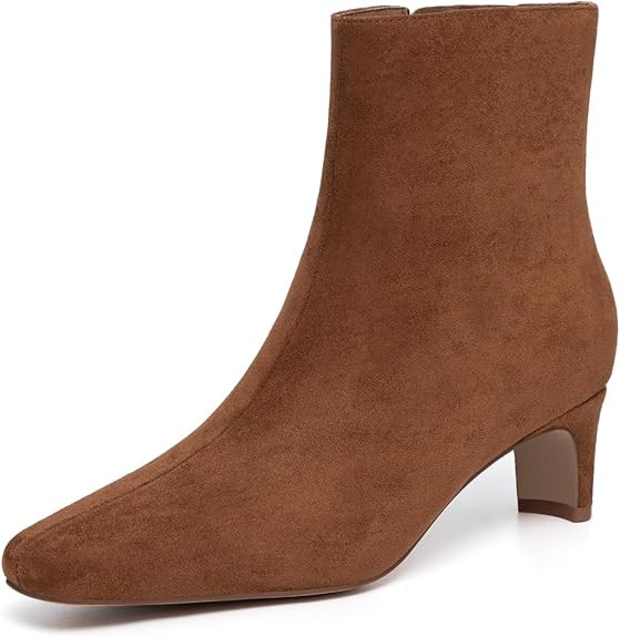 Athlefit Women's Ankle Boots Comfortable Low Heel Pointed Square Toe Dress Short Boots with Side ... | Amazon (US)