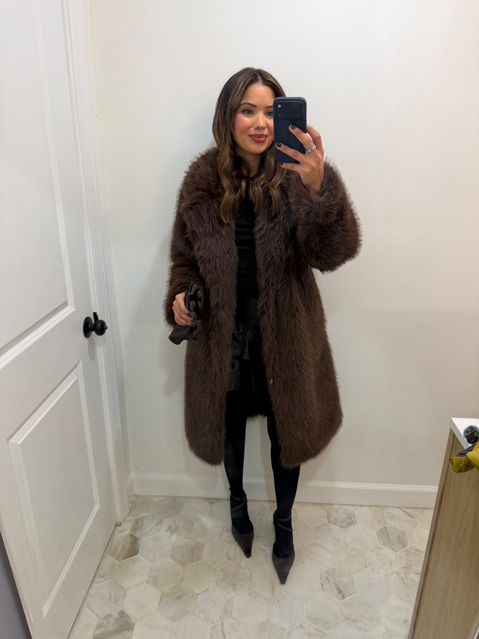 $30 Faux Fur Coat from @walmart #walmartstyle 