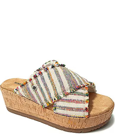 Minnetonka Posey Multi Striped Platform Slides - 7 | Dillard's
