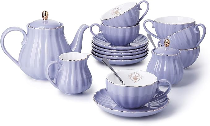 Amazingware Porcelain Tea Set - Tea Cup and Saucer Set Service for 6, with 28 oz Teapot Sugar Bow... | Amazon (US)