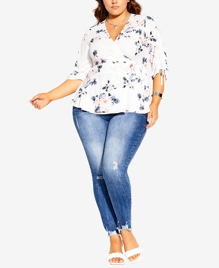 City Chic Trendy Plus Size Lotus Lust V-neck Top & Reviews - Tops - Plus Sizes - Macy's | Macys (US)