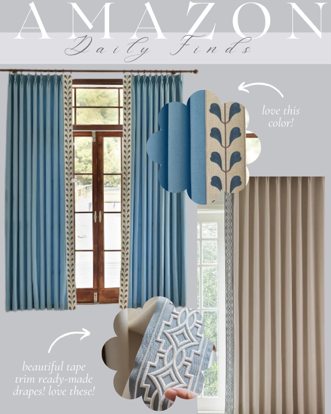 Tape, trim, drapes, pinch plate, tape term, drapes, Amazon, drapes, affordable, drapes, set of two drapes, neutral drapes, blue, and white drapes Amazon Amazon find

#LTKHome #LTKStyleTip #LTKFindsUnder100