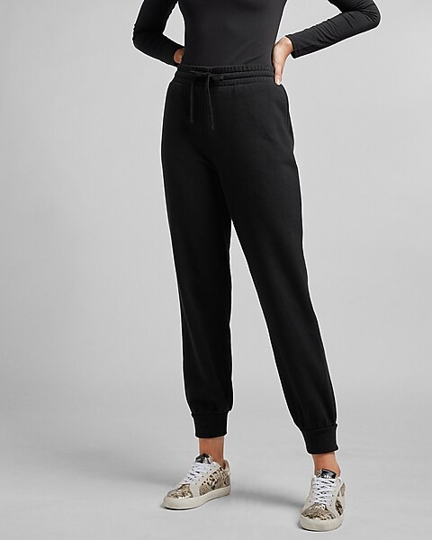 High Waisted Fleece Joggers | Express