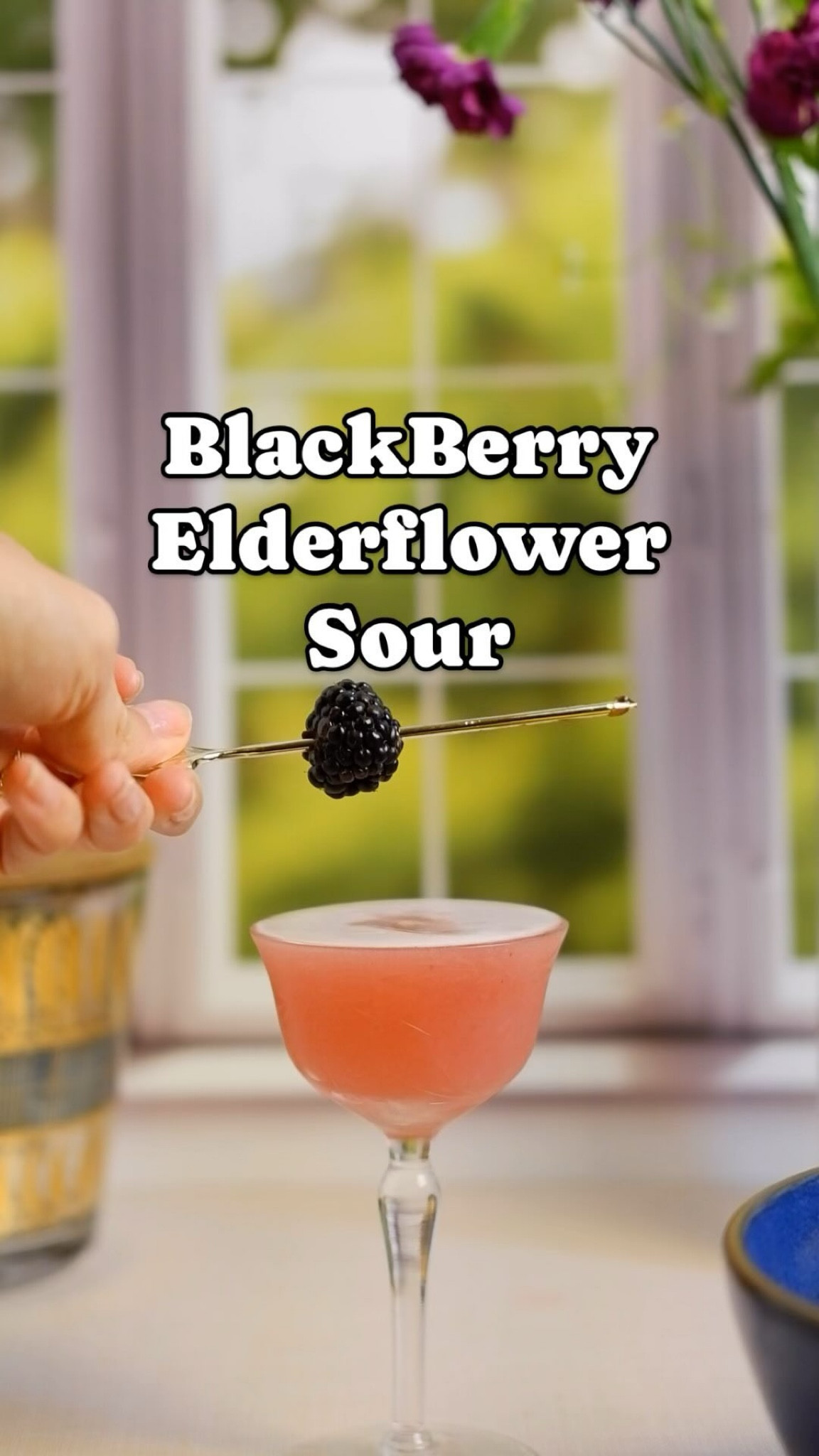 This one is sooooo delicious - the blackberry elderflower sour! This uses the blackberry syrup I shared earlier this week to make a gorgeous summer sour cocktail! This refreshing cocktail perfectly blends the rich, fruity sweetness of blackberries with the delicate floral notes of elderflower. I made this inspired by our honeymoon trip to Scotland, and used Neptune gin from @hendricksgin  and that was the perfect choice! We loved how elderflower was used in the cuisine there, so this was so fun to make!

Blackberry elderflower sour

**1.75 oz  gin**

**.5 oz elderflower liqueur** 

**.75 oz blackberry syrup** 

1 oz lemon juice 

.5 oz egg white 

Shake and double strain into a coupe, nick and Nora, or sour glass. Cheers!