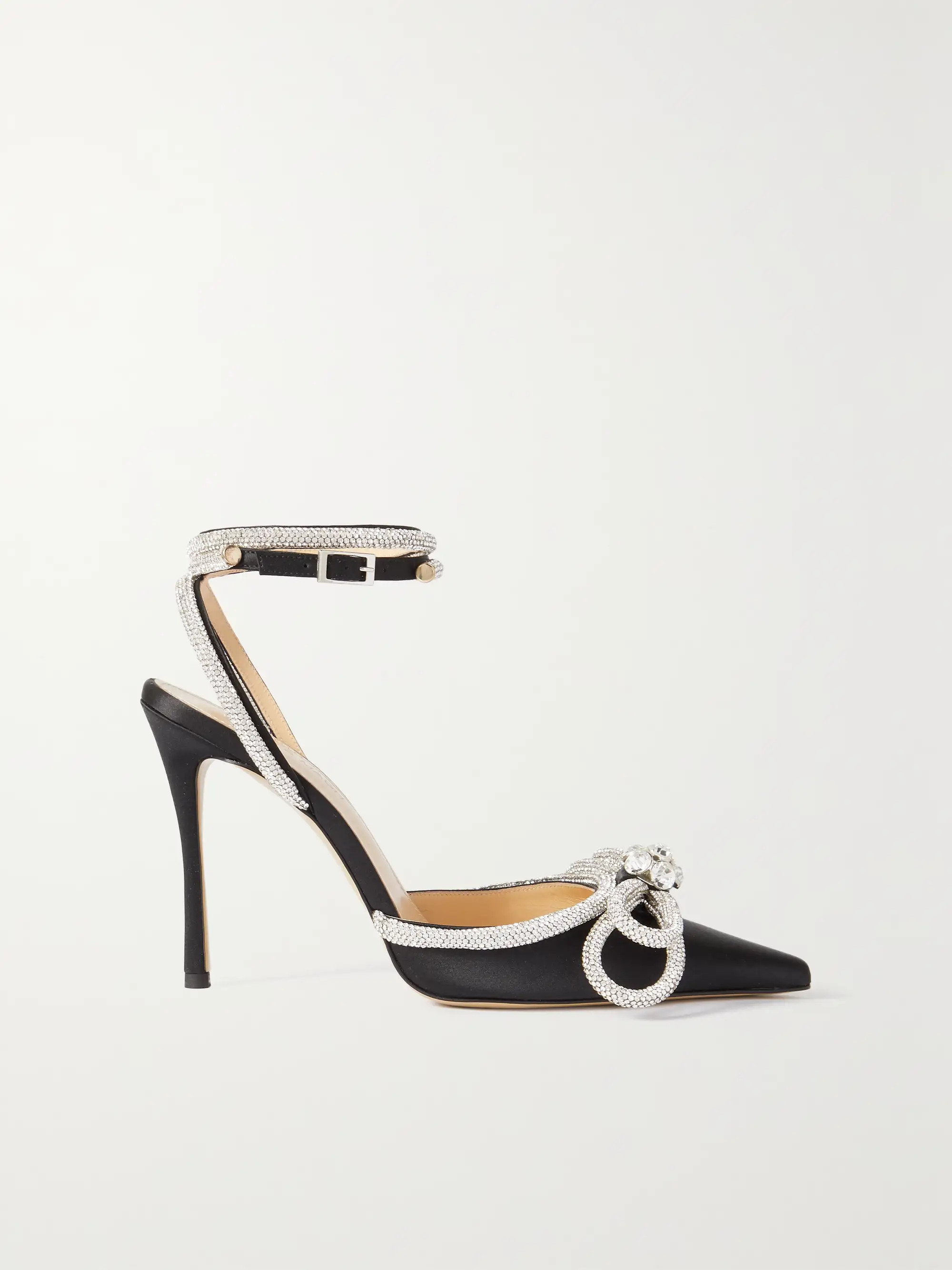 Double Bow crystal-embellished silk-satin point-toe pumps | NET-A-PORTER (UK & EU)