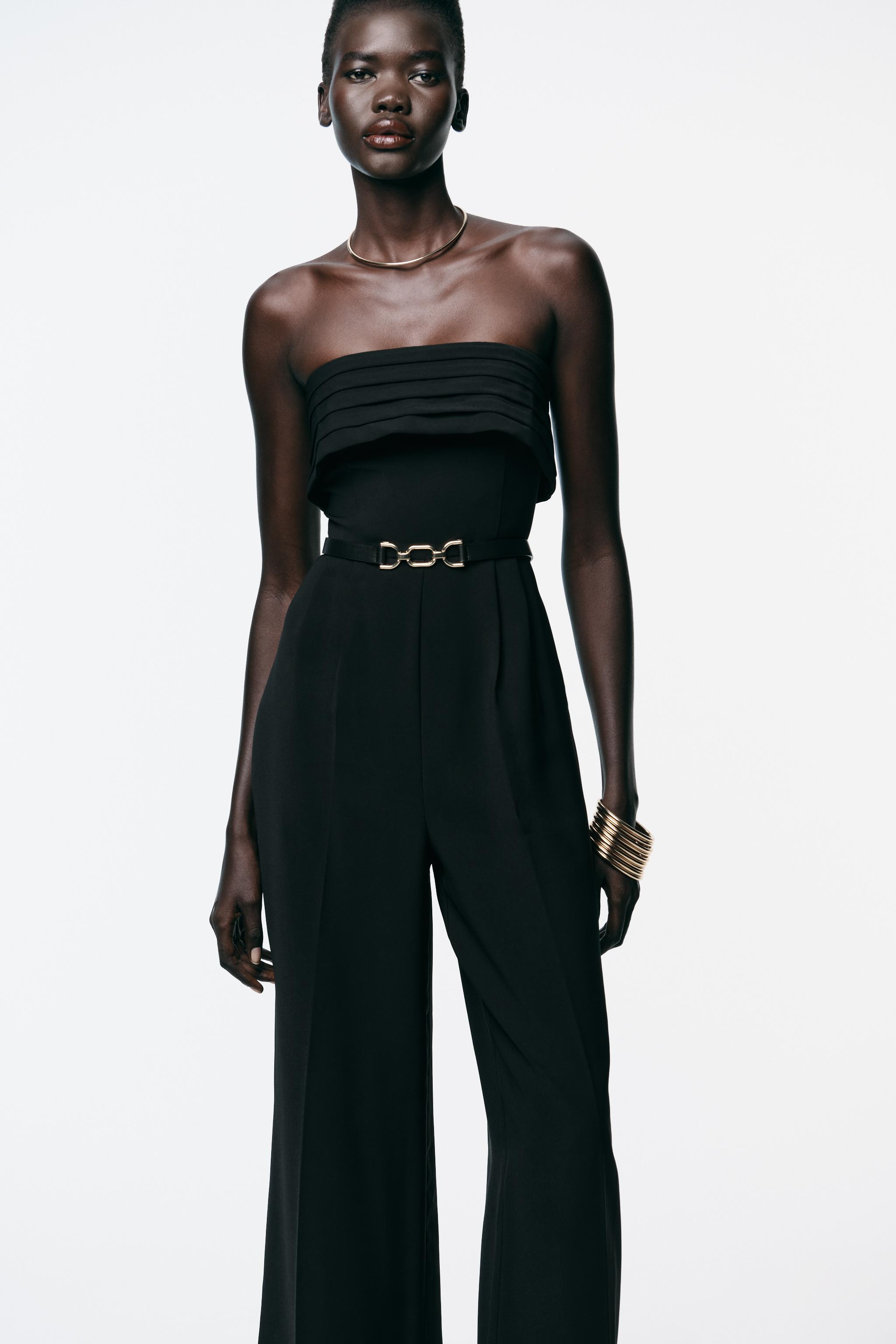 CREPE BUSTIER JUMPSUIT WITH BELT | Zara UK