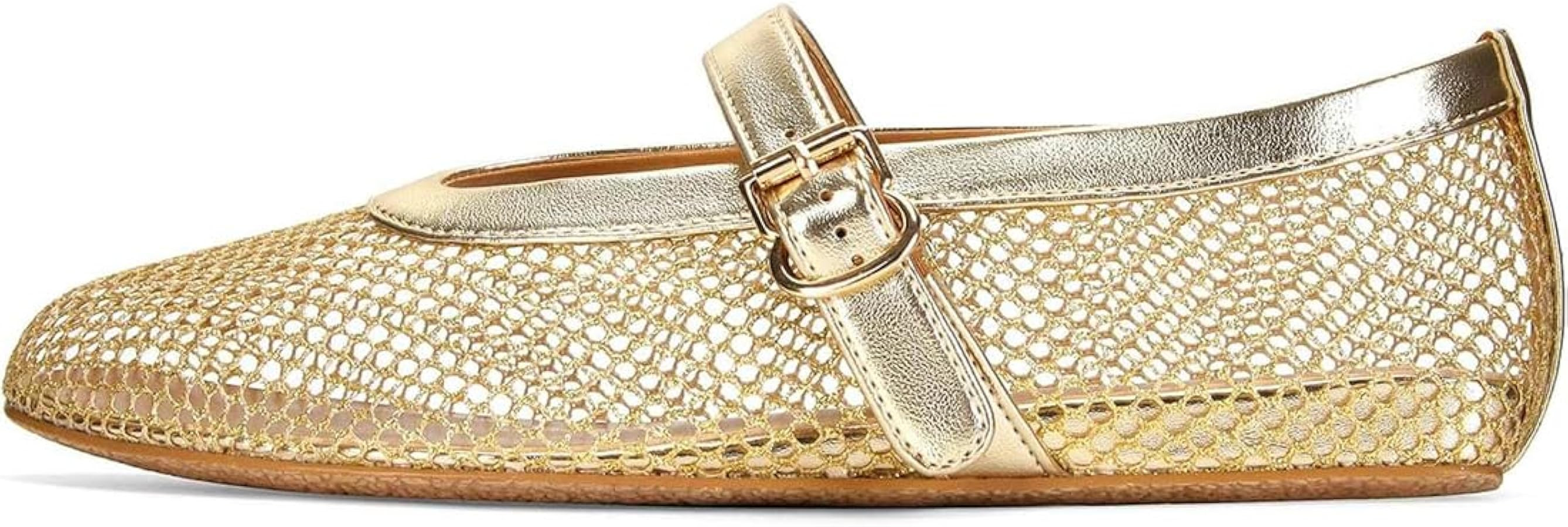 Divanne Ballet Flats for Women, Leopard Ballerina Shoes Crystal-Embellished Mary Jane Flats Mesh ... | Amazon (US)