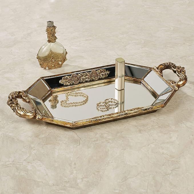 Touch of Class Brya Mirrored Vanity Tray Venetian Gold One Size | Amazon (US)