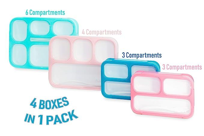 PlusPoint 4 Bento Boxes Set – Perfect Lunch Box For Kids and Adults – Meal Prep Made Easy –... | Amazon (US)