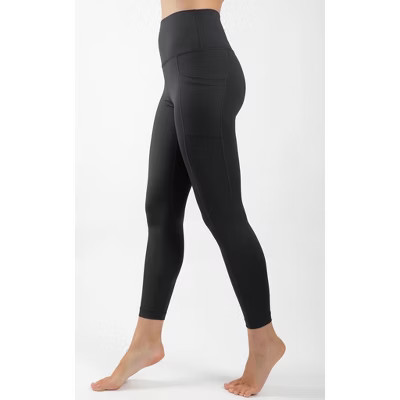 Yogalicious - Women's Carbon Lux High Waist Elastic Free Side Pocket 7/8 Ankle Legging | Target
