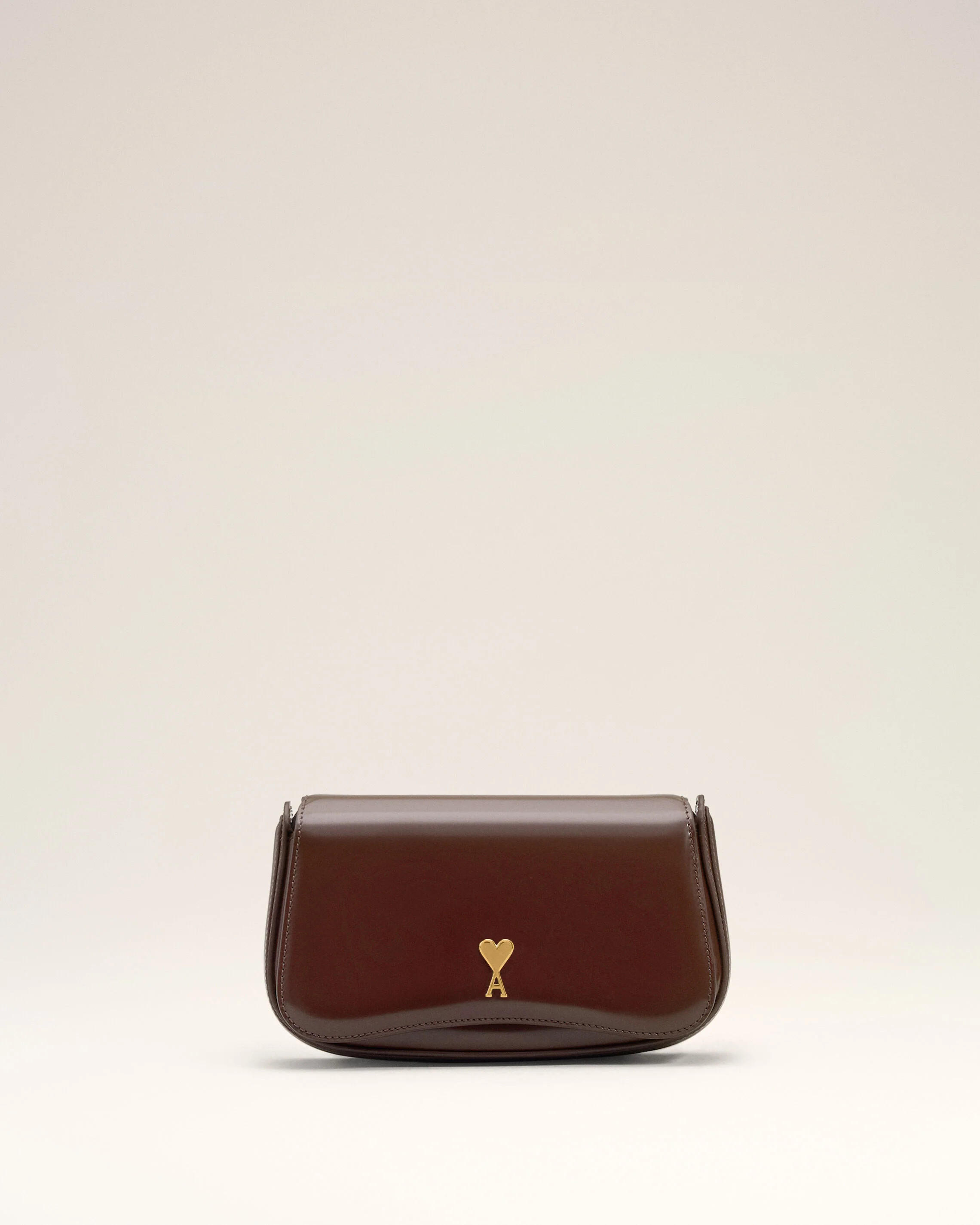 692- CHERRY Burgundy Glazed Leather Small Crossbody Paris Paris Bag | AMI PARIS | AMI Paris FR