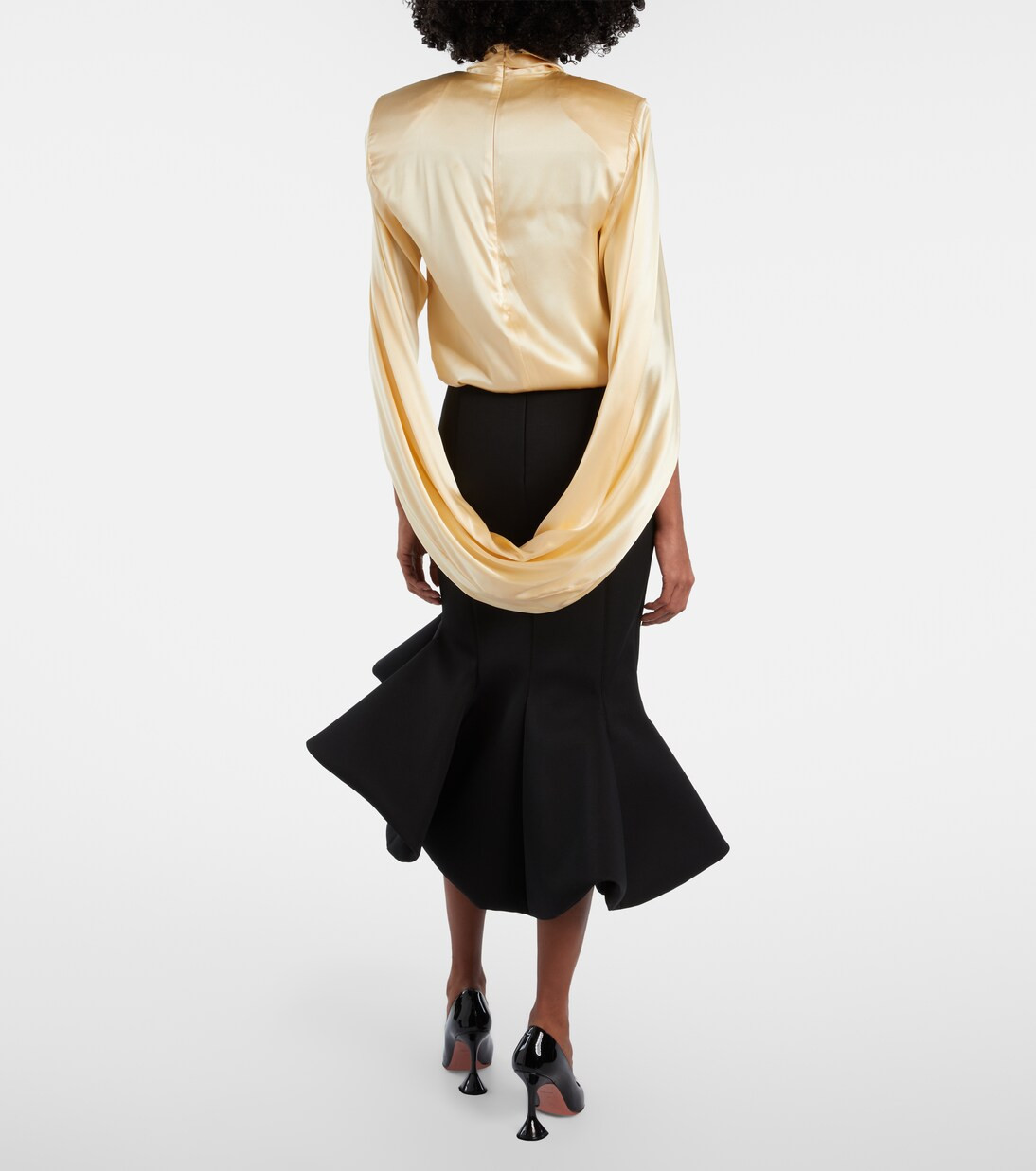 Asymmetric ruffled wool-blend midi skirt | Mytheresa (INTL)