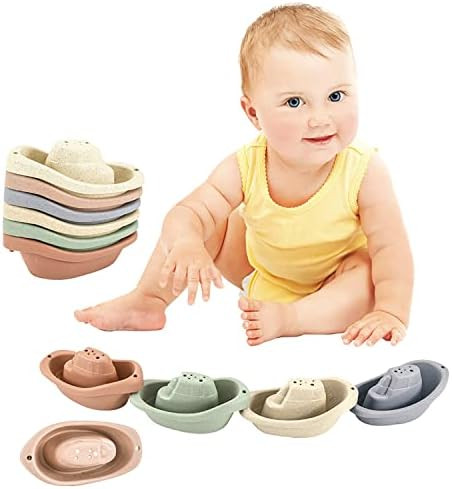 YTFU Stacking Boats Bathing Toys, Stacking Cup Neutral Bath Toys for Baby, Stackable Nesting Cups... | Amazon (US)