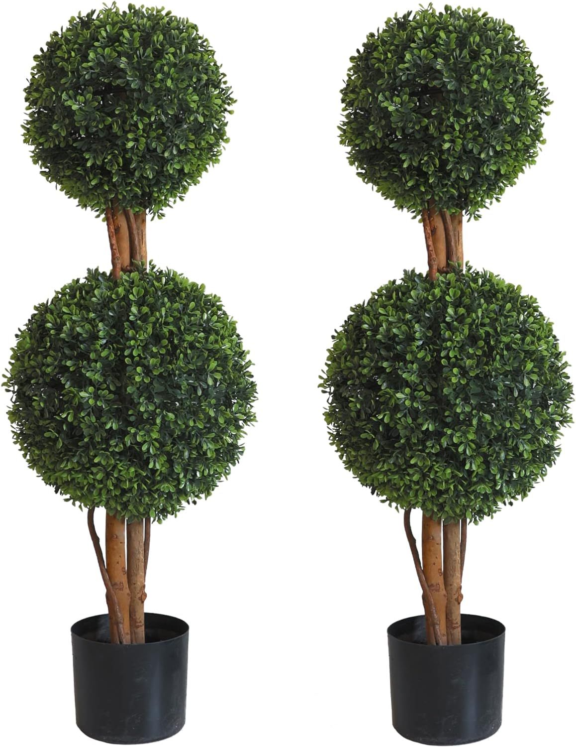 Lifelike Indoor&Outdoor use 3Ft Boxwood Double Ball Topiary Trees Faux Topiary Tree for Porch,Hom... | Amazon (US)