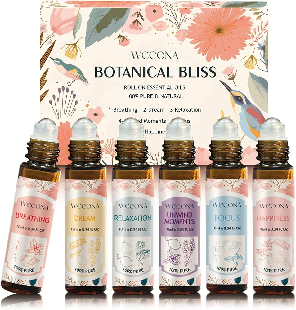 Aromatherapy Essential Oil Roll-On Set – 6x10ml Essential Oil Blends with Roller Bottles, Porta... | Amazon (US)
