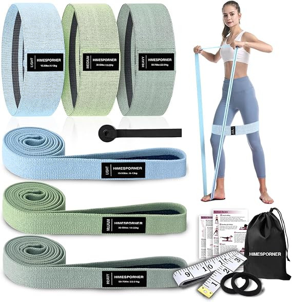 9 PCS Fabric Resistance Bands Set for Working Out, Non-Slip Exercise Booty Bands for Women & Men ... | Amazon (US)