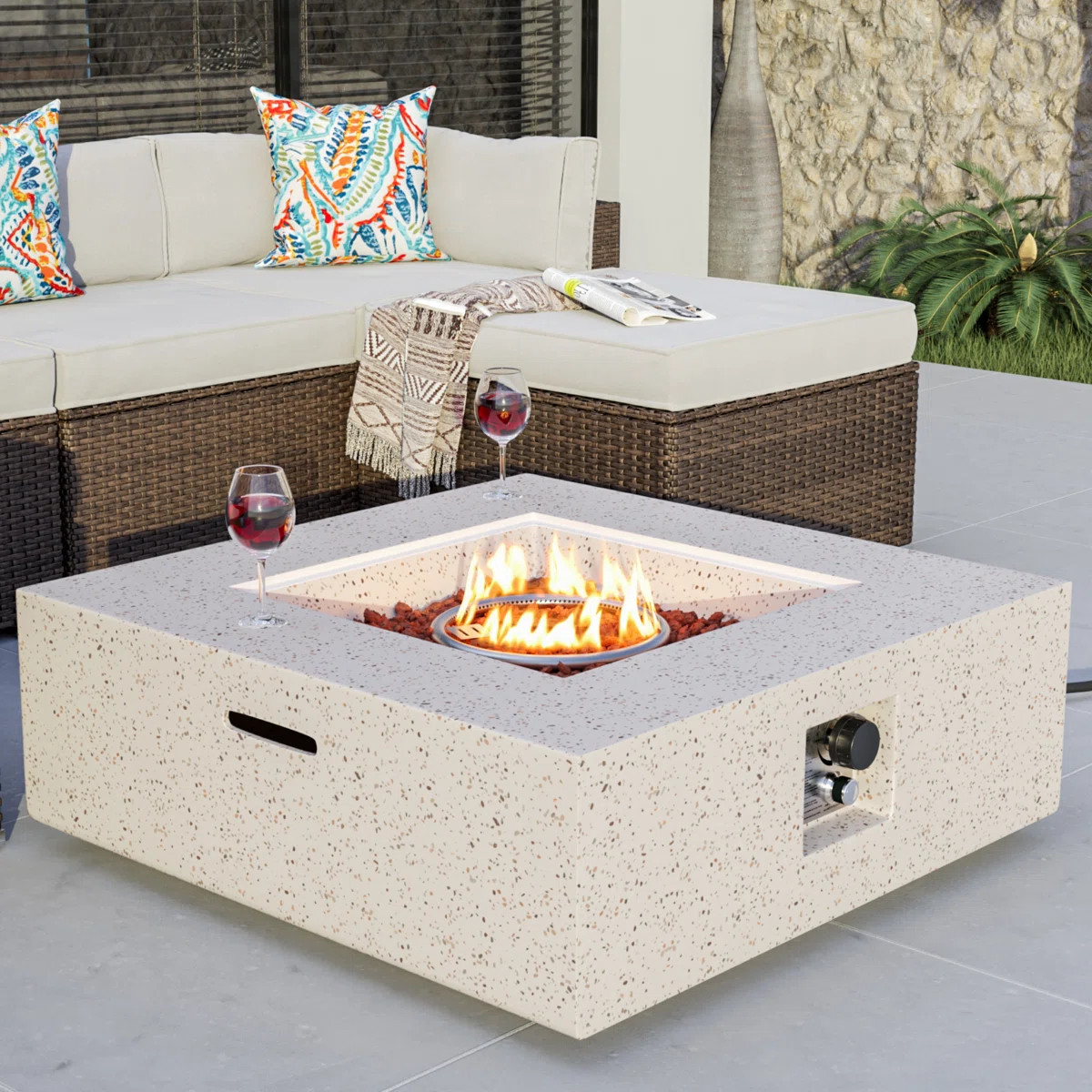 Kinzie Square Concrete Propane Smokeless Fire Pit Table | Wayfair North America