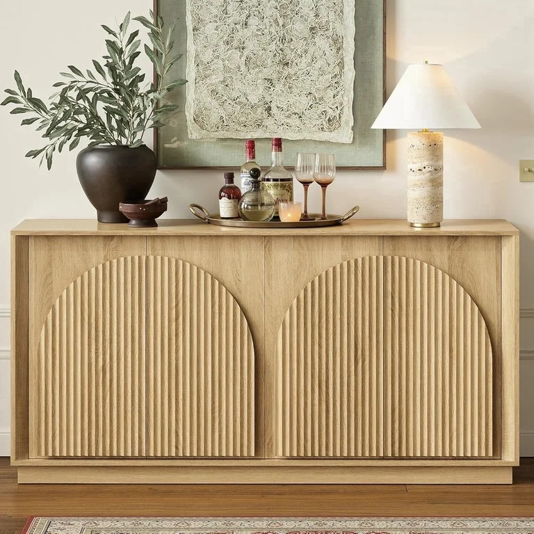 win2win Fluted Sideboard Buffet Cabinet with Storage, 65" Modern Accent Cabinet with Double-Layer... | Walmart (US)