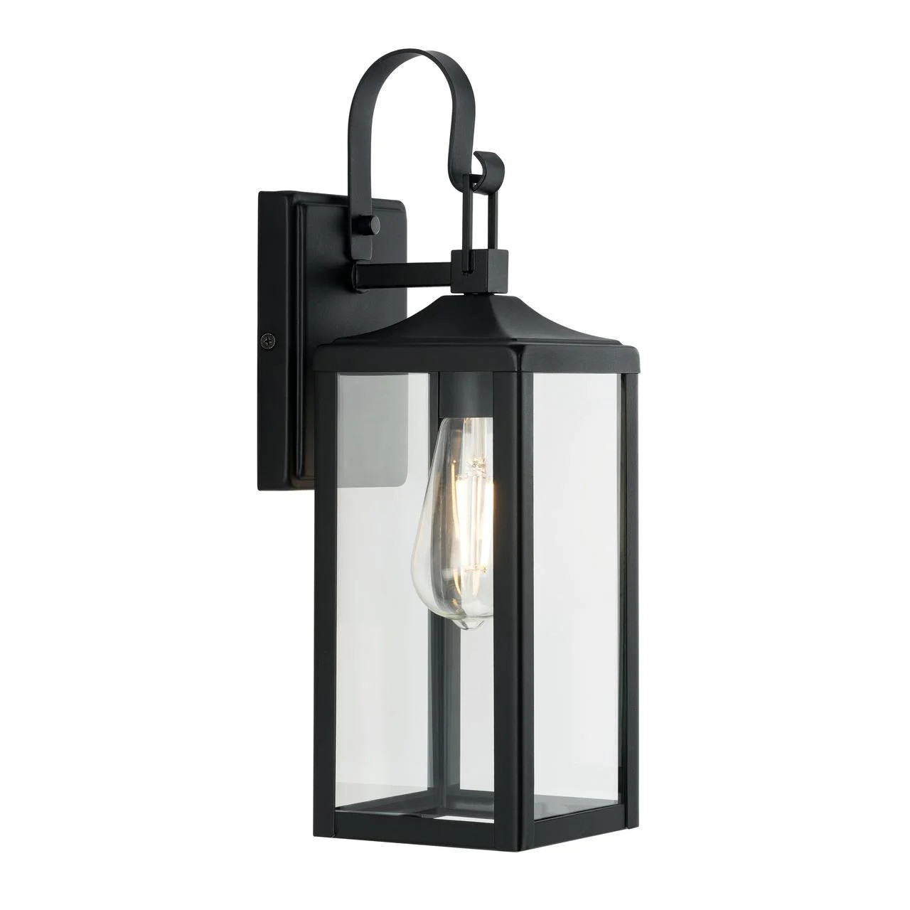 Better Homes & Gardens Matte Black Traditional One-Light Outdoor Wall Lantern | Walmart (US)