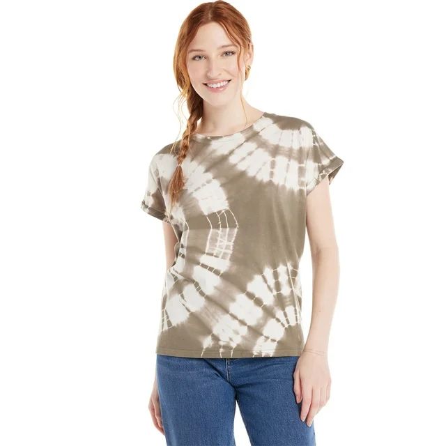 Time and Tru Women's Tie Dye Cotton T-Shirt with Dolman Sleeves, Sizes S-XXXL | Walmart (US)
