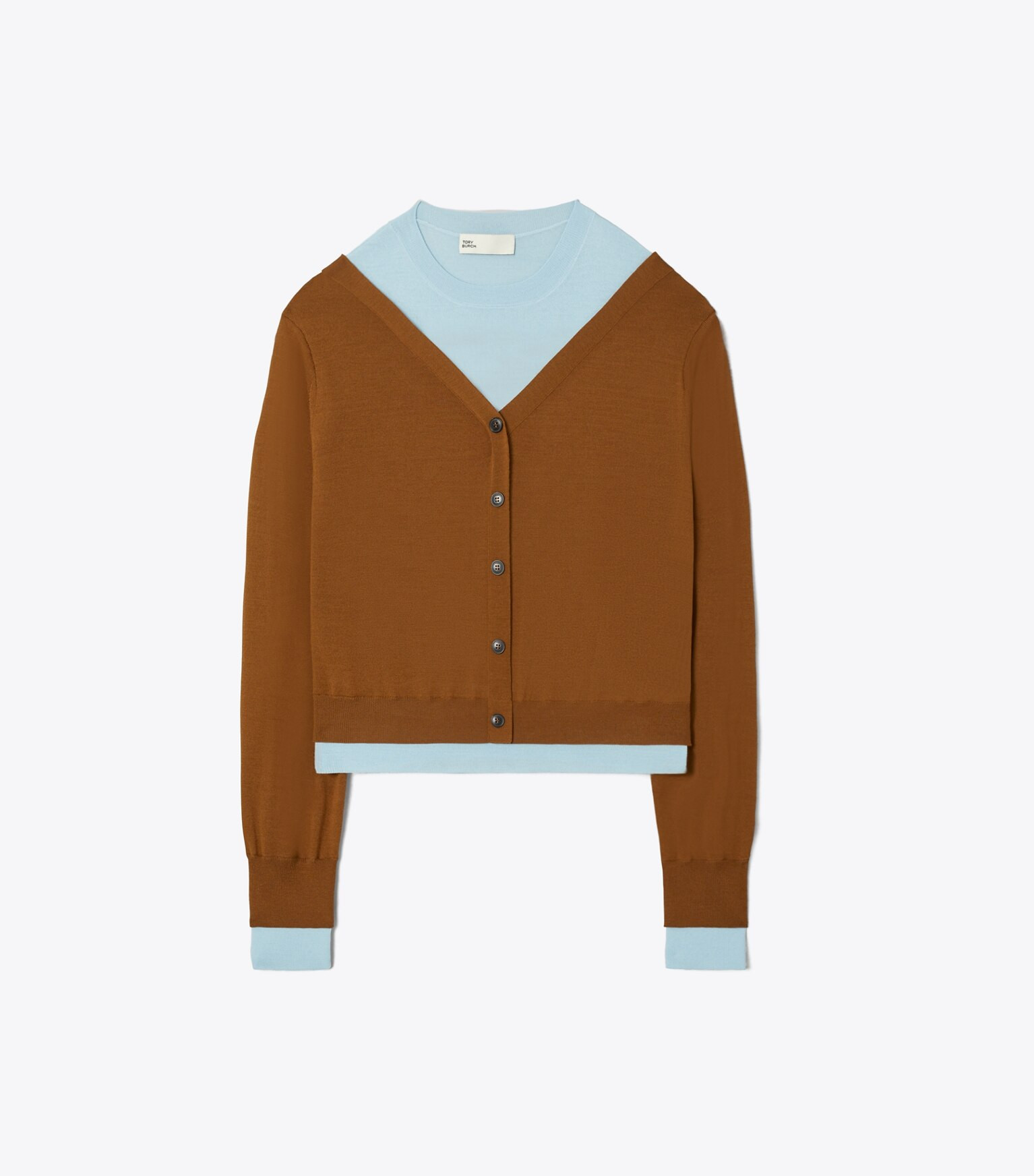 DOUBLE LAYERED CREWNECK CARDIGAN | Tory Burch (US)