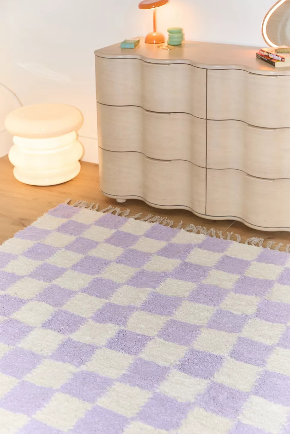 Checkerboard Woven Shag Rag Rug | Urban Outfitters (US and RoW)