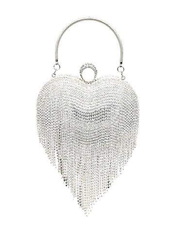 UMREN Women Luxury Heart Shape Tassel Evening Clutch Bag Rhinestones Wedding Party Purse Handbag ... | Amazon (US)
