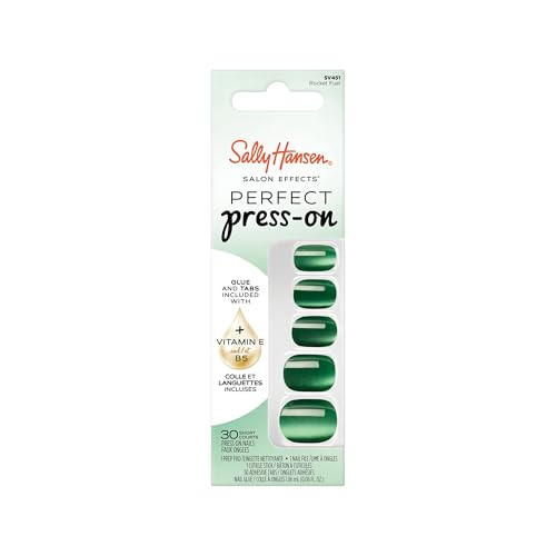 Sally Hansen Salon Effects Perfect Press-On Nails | Sq-oval Shape | Easy to Apply, Non-Damaging| 30 Nails, Nail Glue, Adhesive Tabs, File | Rocket Fuel | Amazon (US)