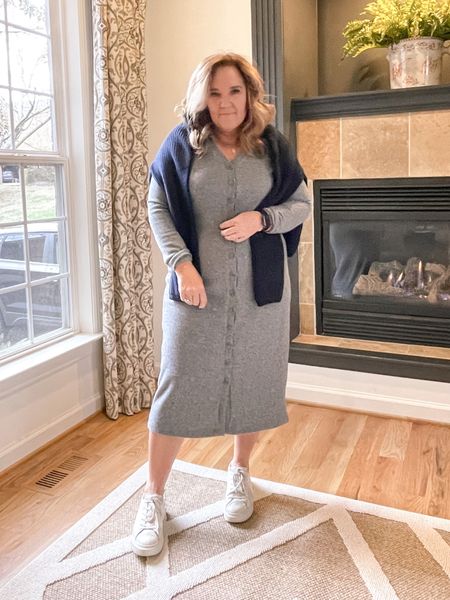 Casual style with a $20 dress. 

Remove the self tie belt. Add sneakers. A cotton sweater over your shoulders or over the top. 

Size L in dress. 
Sizes up in sweater for an oversized look. XL 

Office outfit, travel look

#LTKunder50 #LTKworkwear #LTKeurope