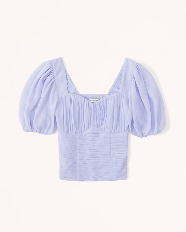 Ruched Puff Sleeve Sweetheart Top | Abercrombie & Fitch (US)