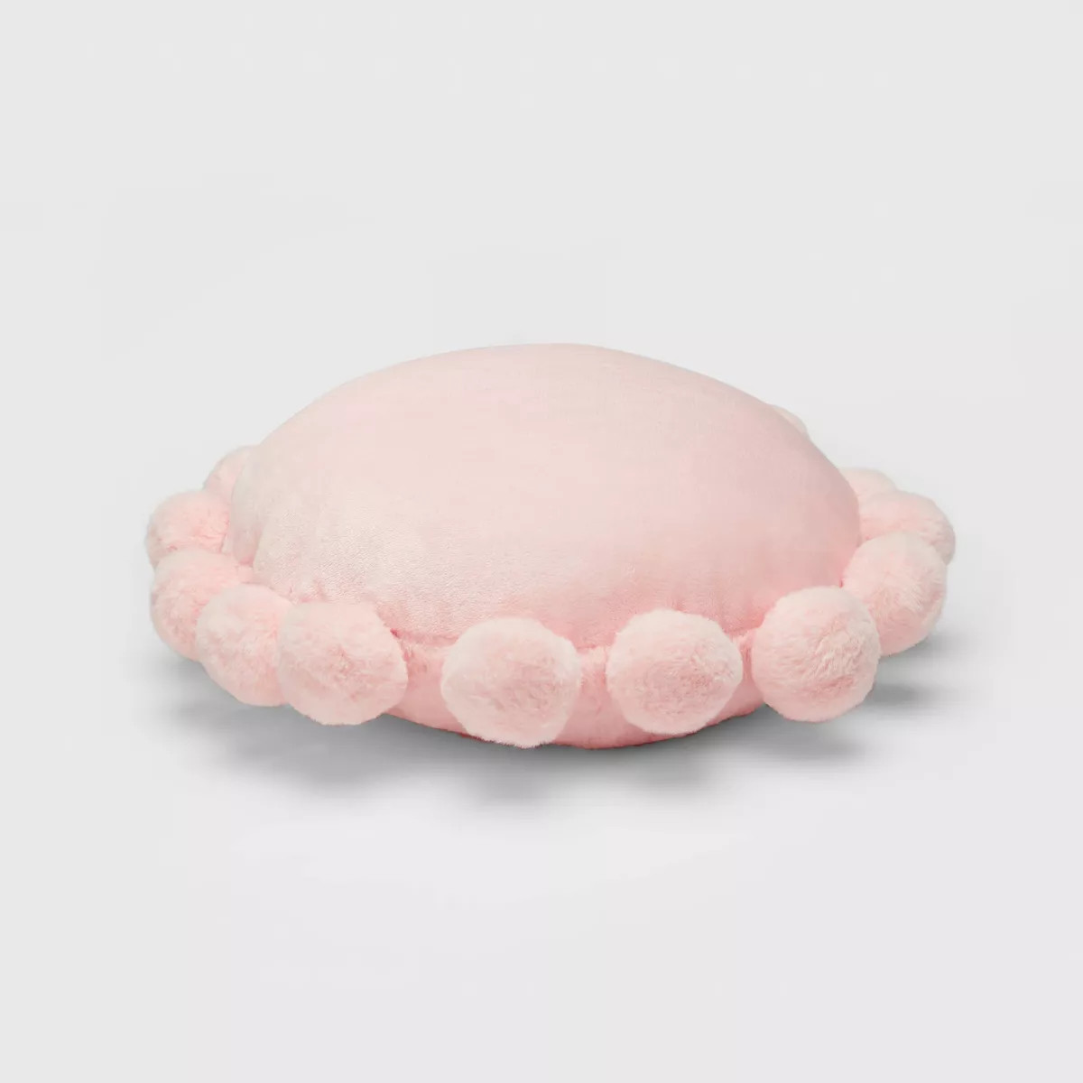 Round Plush Kids' Pillow with Pom-Poms Pink - Pillowfort™: Sensory Friendly Decorative Throw Pi... | Target