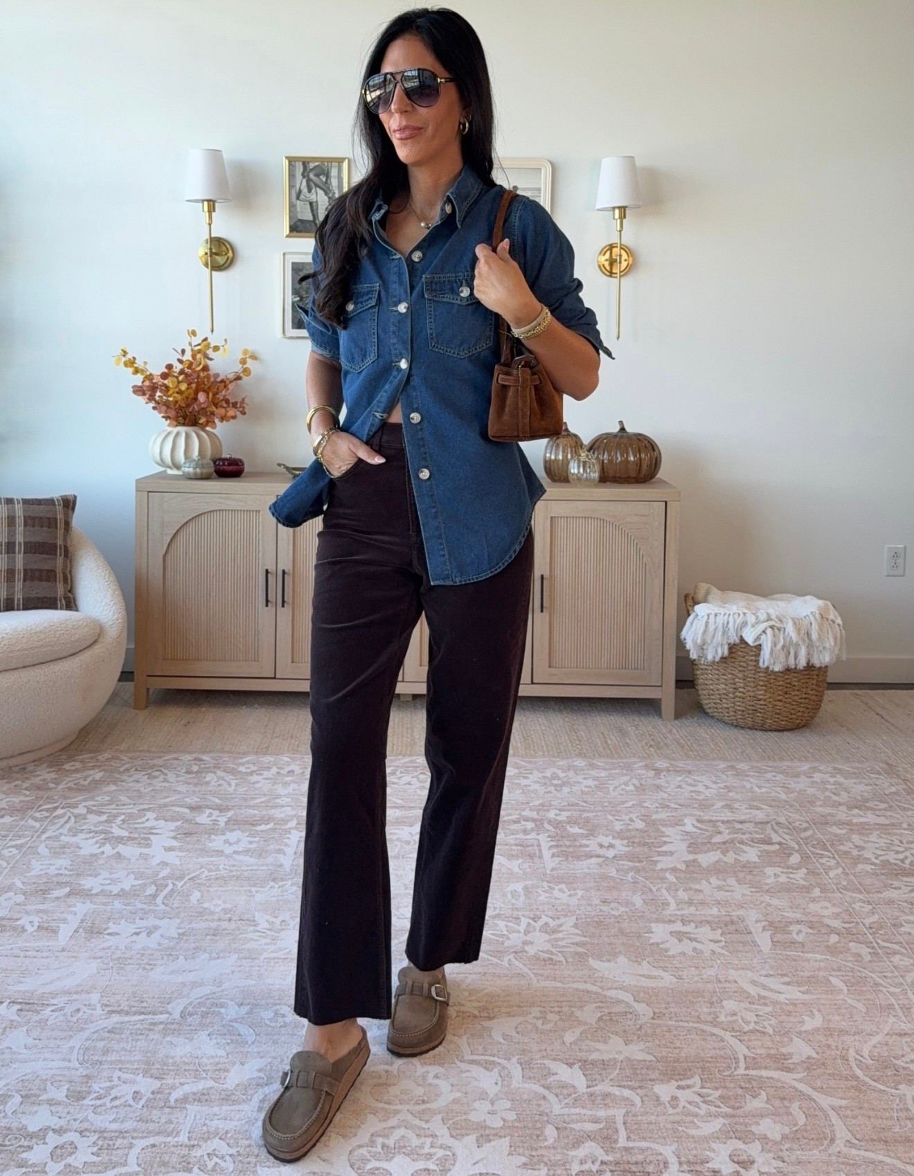 Great casual Thanksgiving fit with Spanx new truffle corduroy pants and a denim top 
Medium top and small tall pants paired with Birkenstocks  
BALANCEDSTYLEXSPANX 

#LTKU #LTKSaleAlert #LTKOver40