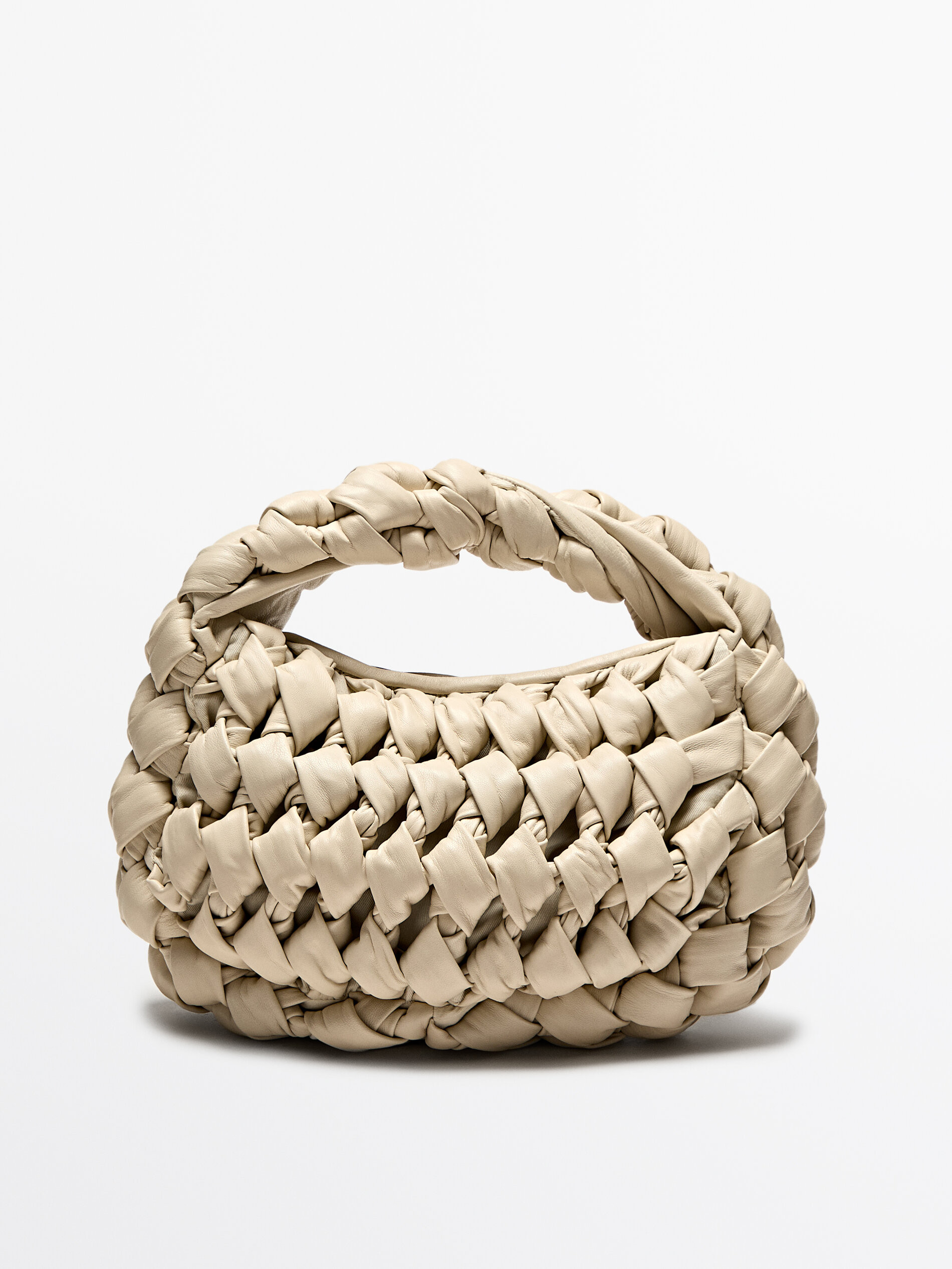 Nappa leather medium bag with knot detail | Massimo Dutti US