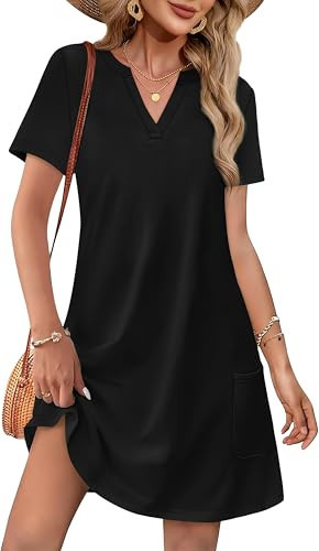 WIHOLL Dresses for Women 2026 Elegant Classy Casual Summer Wedding Guest Formal Dresses Trendy Formal Graduation Dress Cruise Beach Vacation Date Outfits Midi Black Dress Women's Clothing L | Amazon (US)