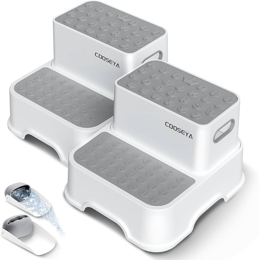 COOSEYA 2 Step Stools for Kids,Toddler Step Stool for Bathroom Sink,No-Slip Double up Stepping fo... | Amazon (US)