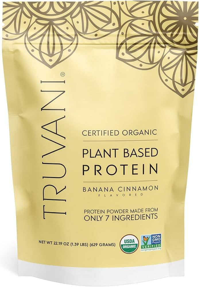 Truvani Organic Plant Based Protein Powder - Banana Cinnamon (1.39 Lbs. / 20 Servings) | Amazon (US)